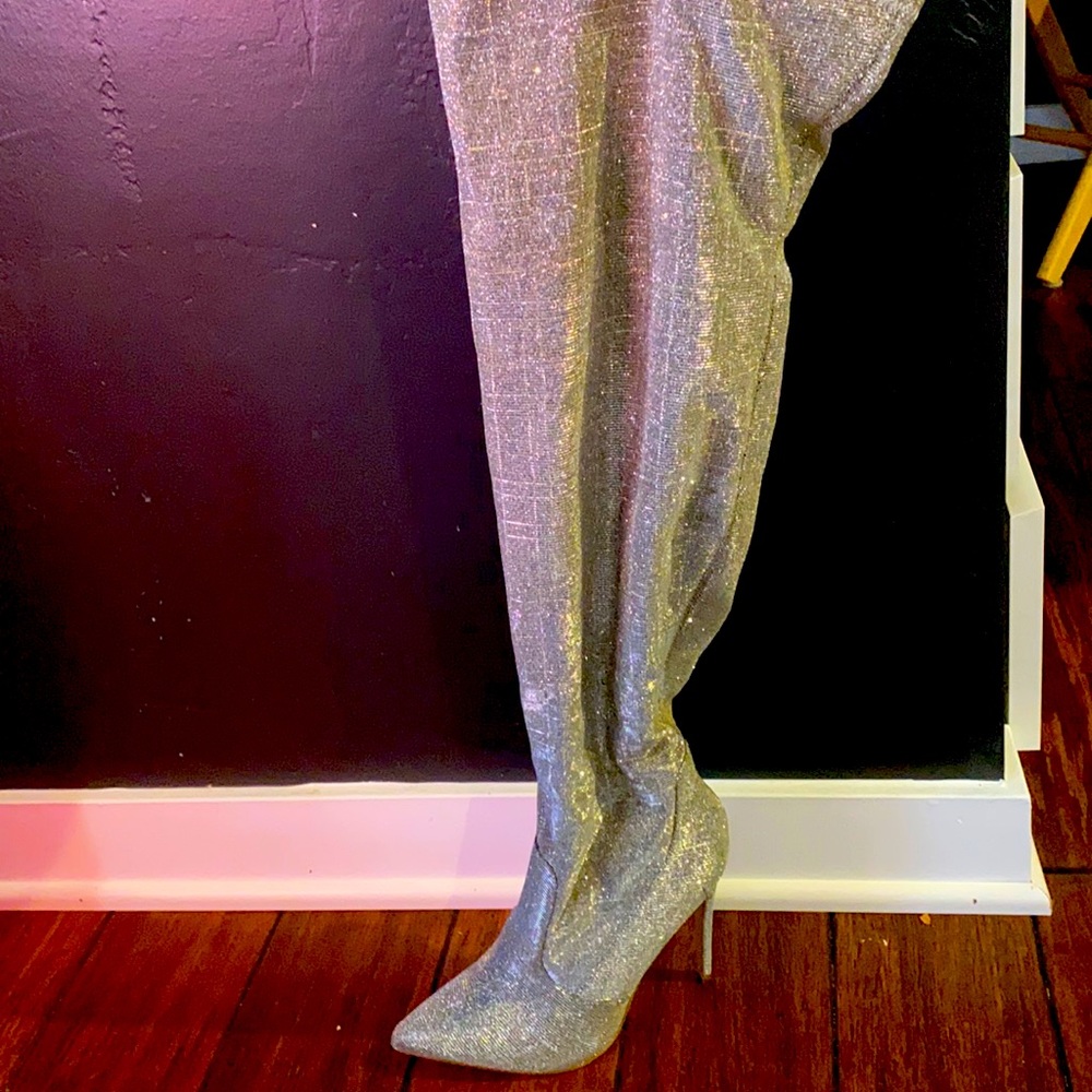 Women’s gold and silver boots